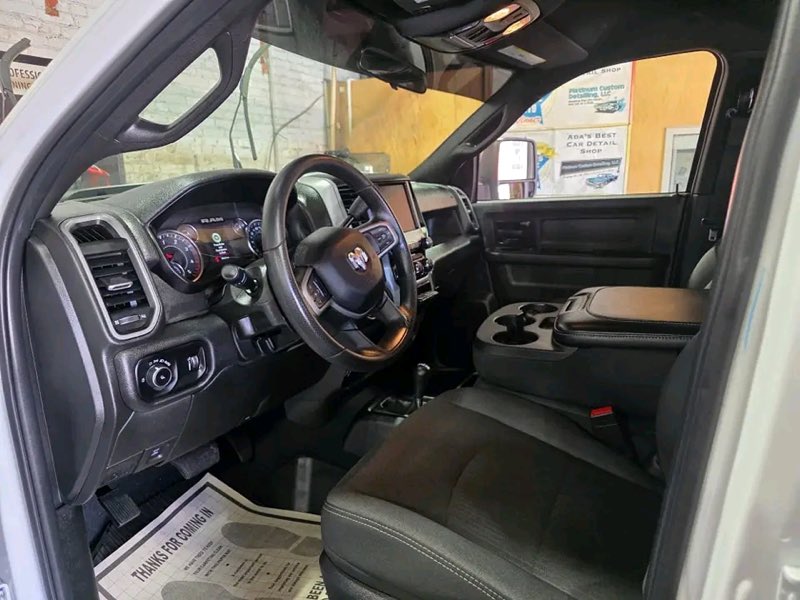 Clean detailed truck interior with spotless seats and dash