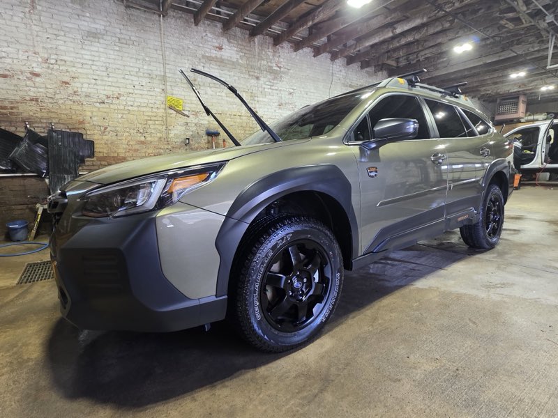 Detailed grey Subaru Outback Wilderness with a clean glossy finish